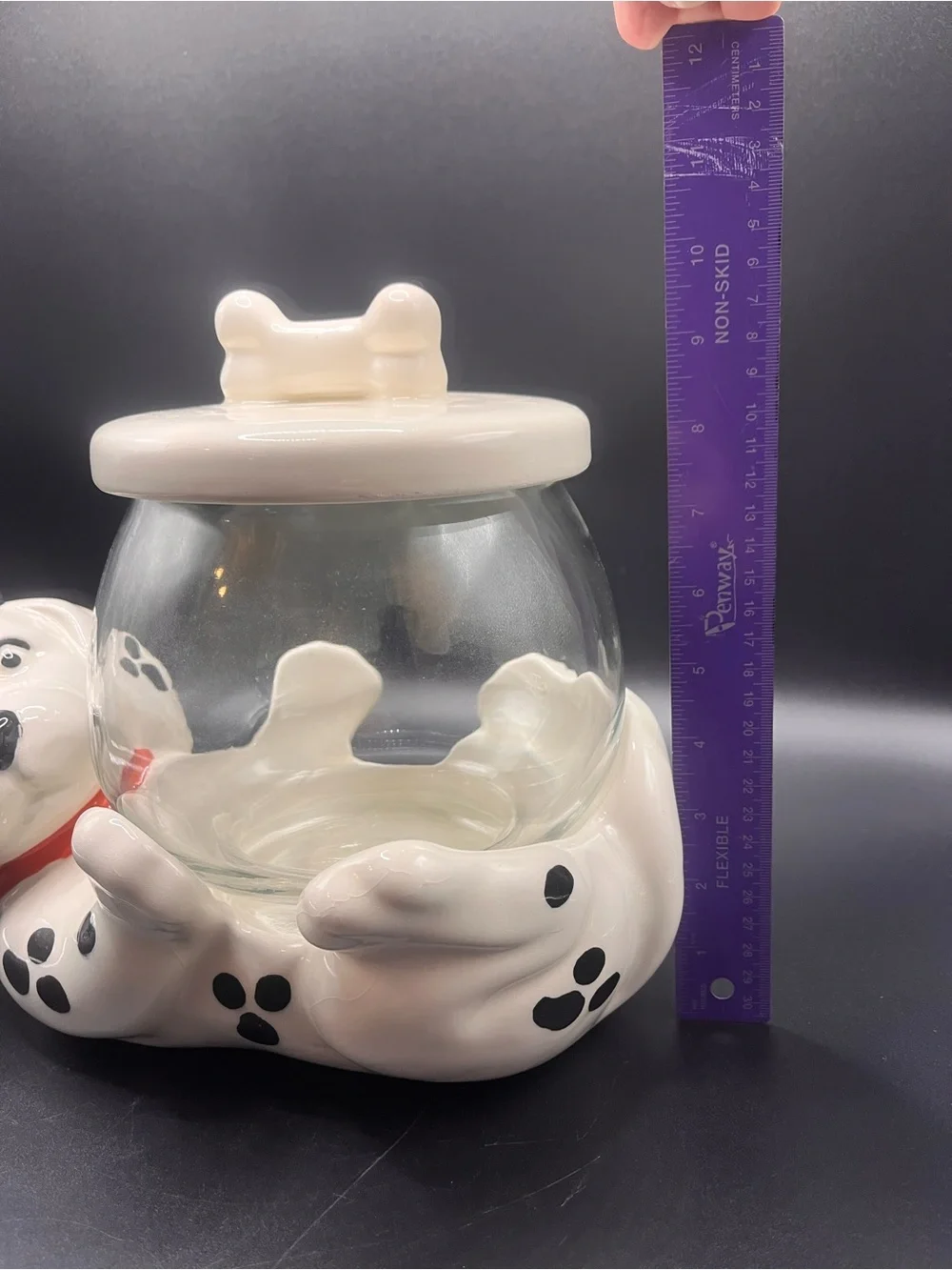 VTG TREASURE CRAFT DALMATIAN TREAT COOKIE JAR Anchor Hocking Fish Bowl Dog Candy